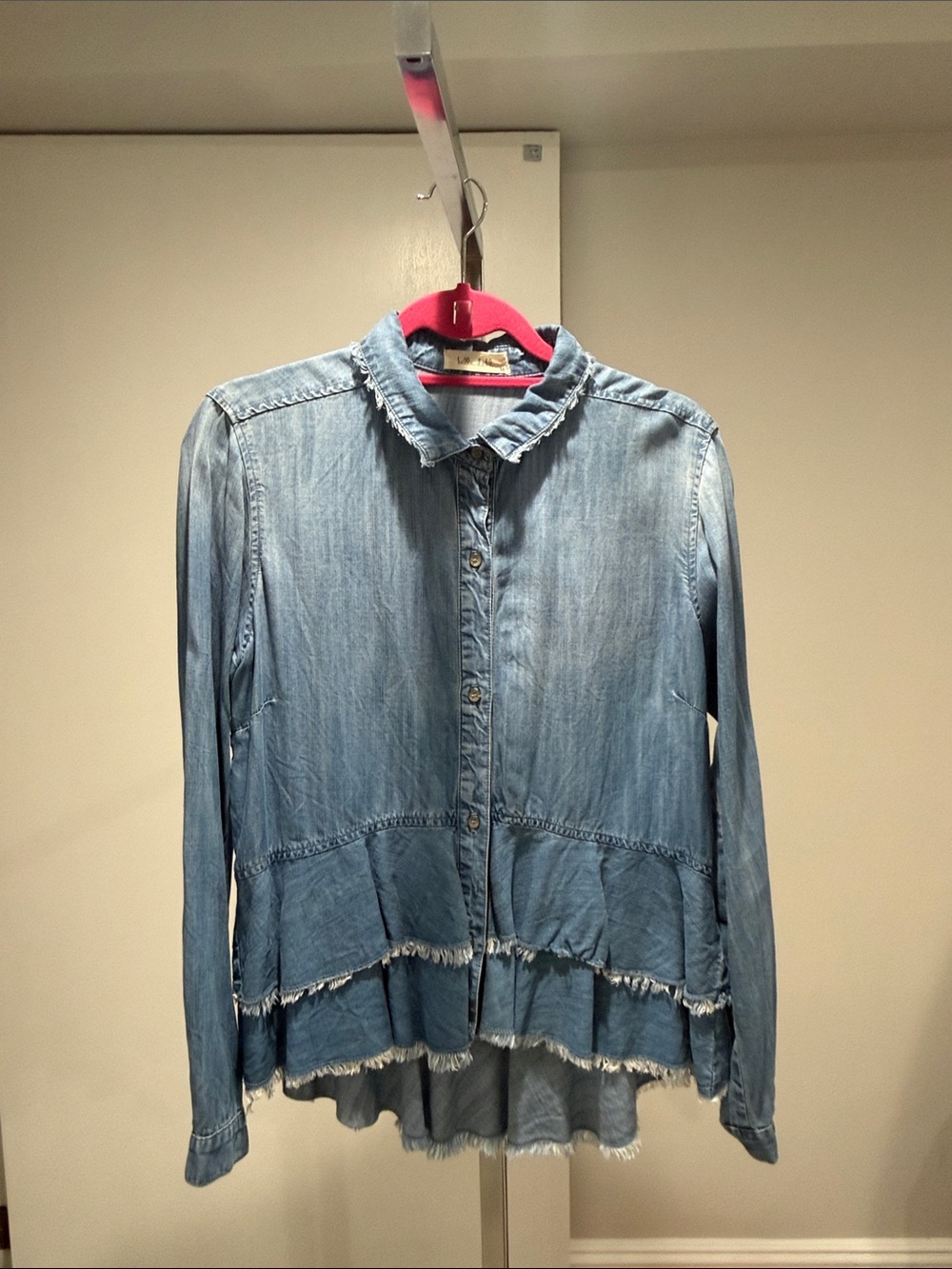 Bella Dahl Light Blue Denim Button-Up Peplum Top